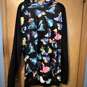 Princess Inspired Allover Print Black Hoodie 3X Soft Cozy Oversized Streetwear